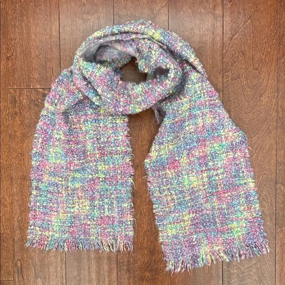 Donegal Irish Mohair Wool Blend Multicolor Scarf, Pastel Unicorn Colors